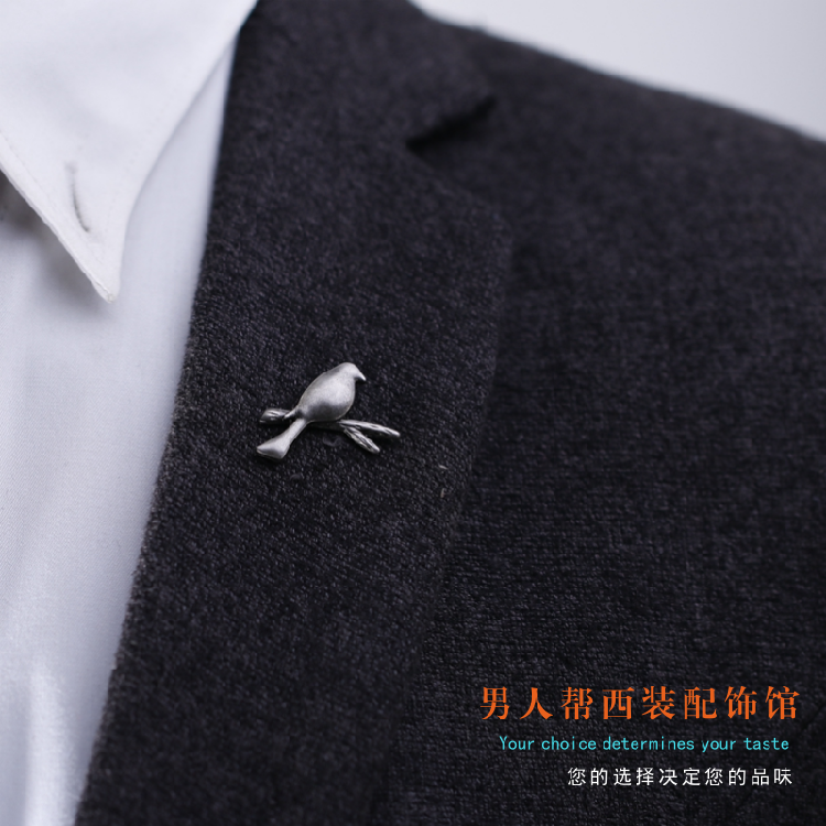 韩国百搭简约小鸟领针衬衫 男士西装礼服装饰品胸针AAB89