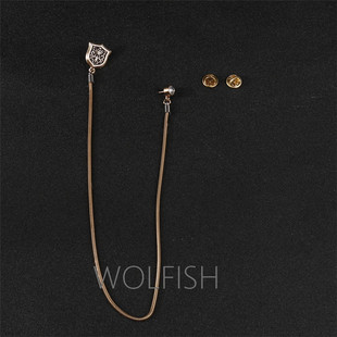 盾牌领扣长款 胸针马甲链扣针英伦风格 流苏链胸章CAC8 西装 饰品男士