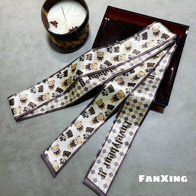 繁星新款1.8米原创卡通小熊丝巾长条丝带腰带高级感领巾扎发绑包