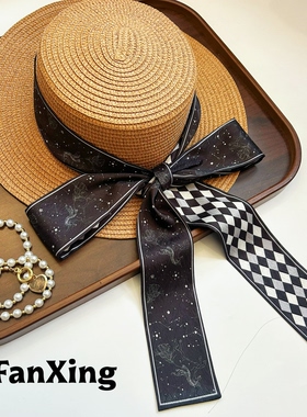 繁星原创新款小马黑色丝巾腰带发带日系绑包飘带领巾