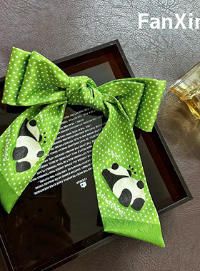 繁星原创设计新款卡通百搭装饰波点动物长条丝巾领巾发带绑包扎发