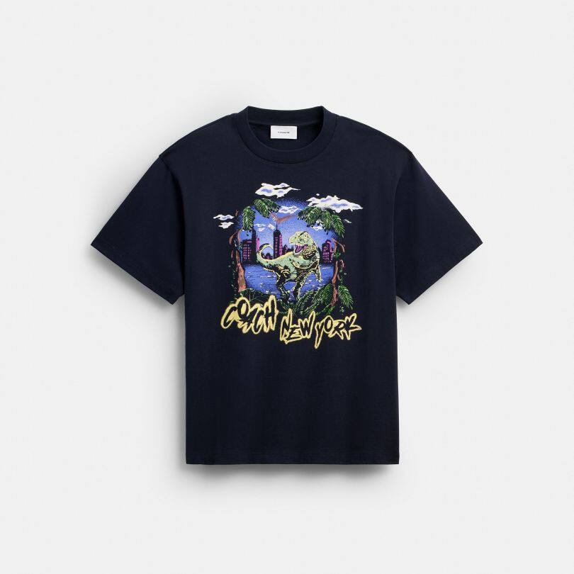 coach/蔻驰新品男装T恤REXY 10TH BIRTHDAY棉质JUNGLE图案休闲T恤