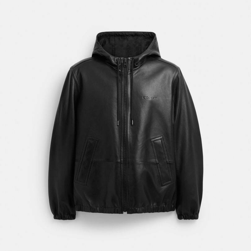 国内专柜直邮 coach蔻驰新品男士皮衣 双面皮革TRAINER夹克 CV534