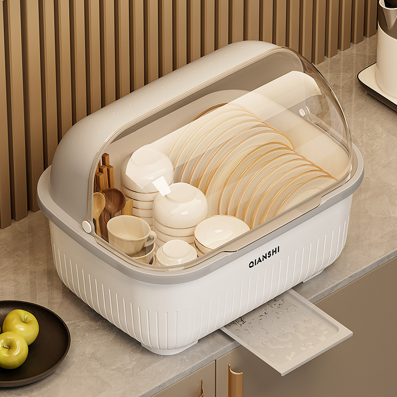 厨房碗柜带盖沥水收纳碗架