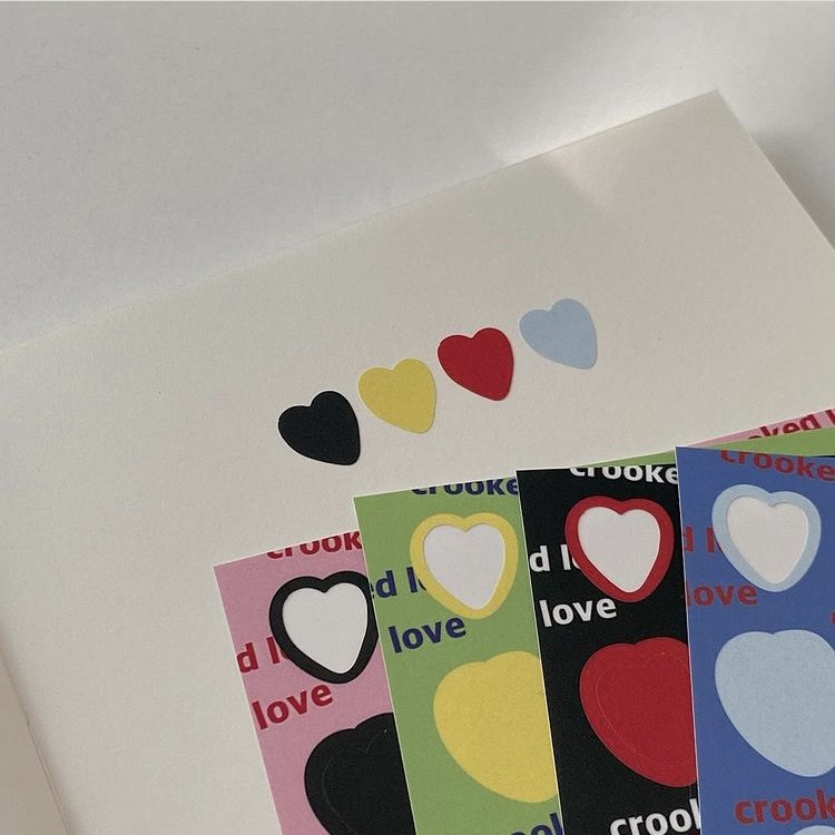 韩国mazzzzy可爱纯色小爱心贴纸ins手帐手机电脑装饰少女桃心贴画