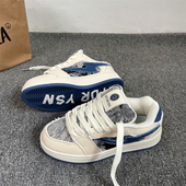 男ins国潮2024夏季 新款 情侣休闲运动鞋 港风厚底面包鞋 子学生板鞋