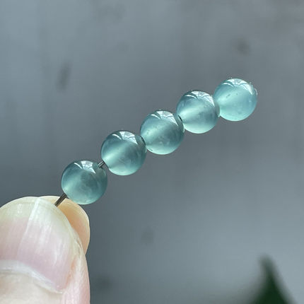 粤赏云境天然危地马拉翡翠A货冰种蓝水圆珠手串珠径5.9mm散珠DIY