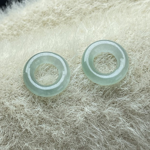 缅料天然a货甜甜圈平安扣环玉石怀古国风圆形情侣手绳diy配饰耳饰