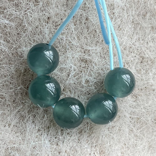 天然翡翠A货冰种玉石冰蓝圆珠