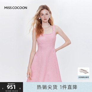 收腰连衣裙 A字无袖 MISSCOCOON可可尼吊带小香风裙子25夏季 新款