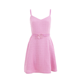 商场同款 可可尼COCOON时尚连衣裙秋冬新款女无袖吊带粉色连衣裙