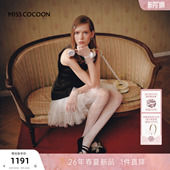 千金风黑色连衣裙 新款 MISSCOCOON可可尼网纱无袖 裙子女2026春季