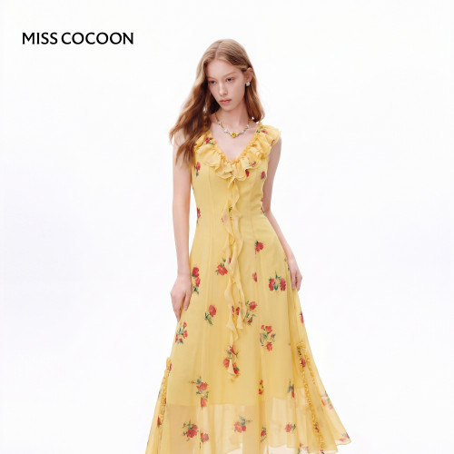 MISSCOCOON可可尼黄色垂感裙子