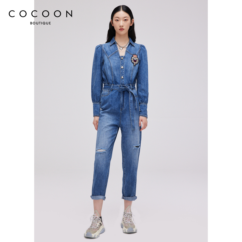 可可尼COCOON商场同款时尚裤子2024秋冬新款女装气质通勤连体裤女