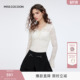 镂空蕾丝V领上衣 法式 MISSCOCOON可可尼白色打底衫 女2025秋冬新款