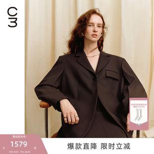 MISSCOCOON可可尼C3系列羊毛设计感经典意式落肩西装外套女