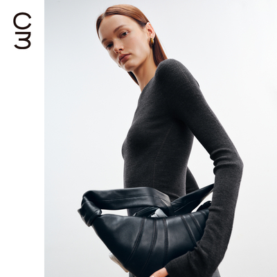 【七七酱专享】CHICC3扬⼦纱线精纺羊毛无缝一体圆领针织衫