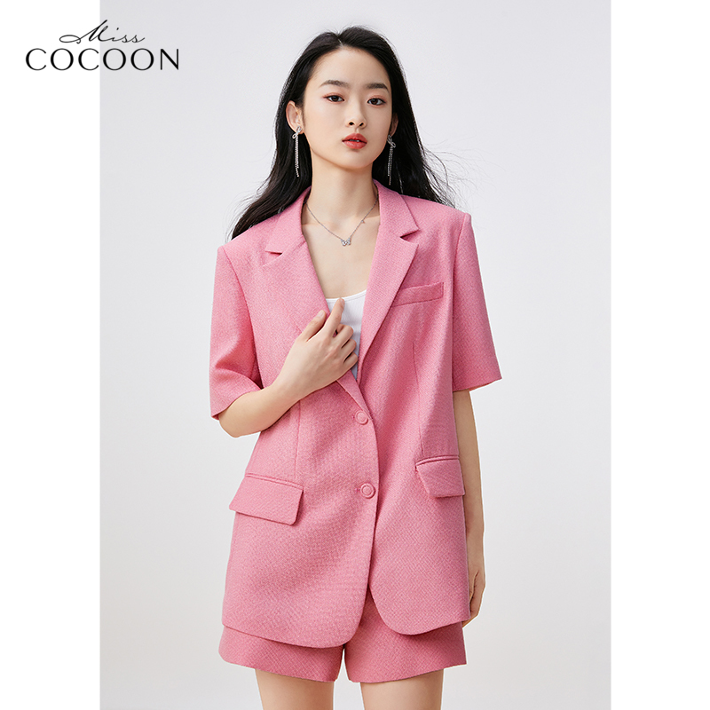 MISSCOCOON轻薄西装短袖外套套装女2024新款夏季西服短裤两件套春