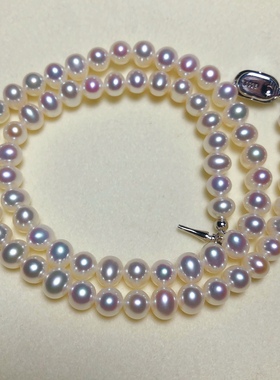 6毫米纯银扣天然淡水珍珠项链