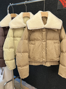 above deck牛仔拼接羽绒服女短款翻领设计感小众高端90白鸭绒外套