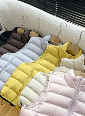 above deck排骨羽绒马甲女韩版宽松百搭立领短款外穿90白鸭绒背心