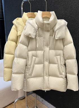 above deck中长款羽绒服女短款连帽加厚保暖小个子外套2025冬新款