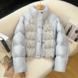 above deck 短款羽绒服女2025冬季新款蝙蝠袖针织拼接立领面包服