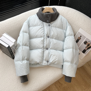 above deck针织拼接羽绒服女短款立领加厚百搭韩版休闲宽松外套潮