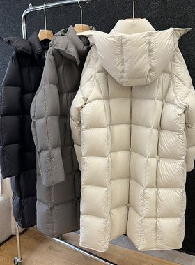 above deck长款过膝加厚白鹅绒羽绒服女东北过冬神器脱卸帽被子款
