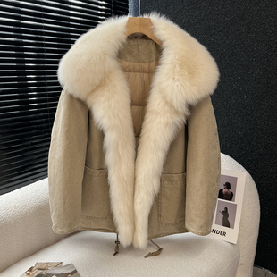 above deck工装派克羽绒服女可脱卸狐狸毛90白鹅绒中长款高端酷飒