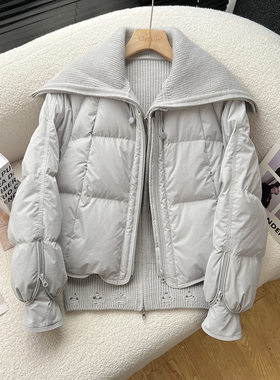 above deck高端两件套羽绒服女短款设计感小众针织马甲高工艺外套