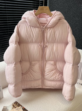 above deck 新国标95白鸭绒羽绒服女短款连帽粉红色外套商场同款