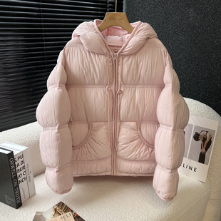 above deck 新国标95白鸭绒羽绒服女短款连帽粉红色外套商场同款