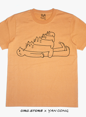 Circ Store x YAN CONG  艺术家合作款堆猫猫T恤 手工印制 限量