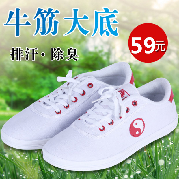 夏季太极鞋帆布鞋加厚牛筋底太极拳鞋晨练布鞋夏季练功武术鞋男女