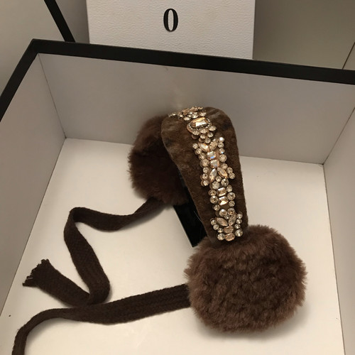 复古羊羔绒耳包女秋冬系带显脸小氛围感水钻保暖防风耳暖护耳耳罩