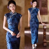 改良旗袍2026新款 走秀款 年轻款 短袖 女民国复古修身 老上海单层长款