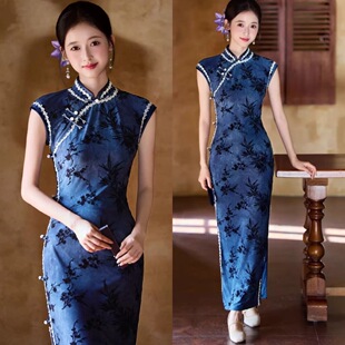 改良旗袍2026新款 走秀款 年轻款 短袖 女民国复古修身 老上海单层长款