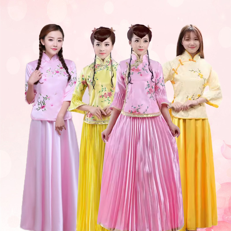 出租民国大小姐国风姐妹团伴娘服冯程程喜娘秀禾装小凤仙演出服装图片