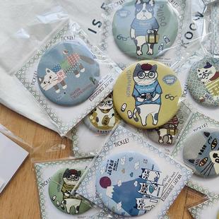 小装饰大用途出口日本kusuguru正品卡套猫咪胸针胸牌配饰别针圆形