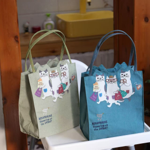 立体剪裁造型手提包出口日本正品便当包手拎袋卡通猫咪通勤逛街