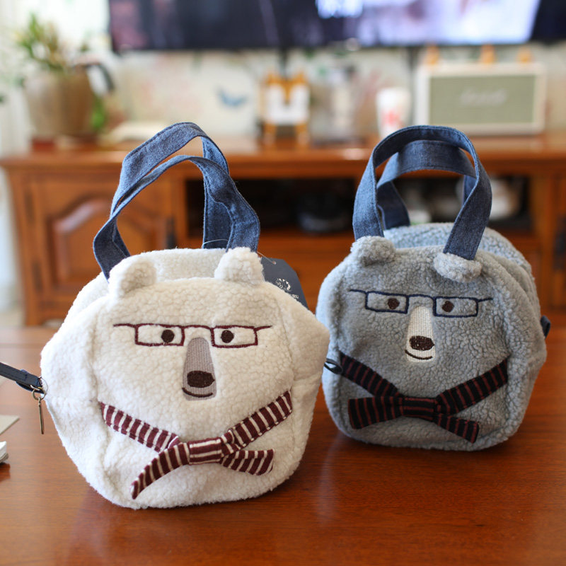 出口日本 熊先生猫咪可爱手提包手拎包毛绒少女生小拎包立体逛街,箱包皮具/热销女包/男包,通用款女包,淘宝优惠券,粉丝福利购,淘宝优惠卷