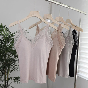 四季可穿自带胸垫固定杯类似吊带背心小知家花羽羽毛蛋白打底百搭