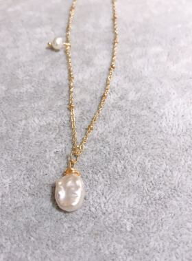 原创手作18k包金天然巴洛克珍珠