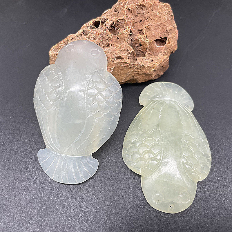 岫玉仿古玉飞鸟玉吊坠古玩玉器飞鱼玉佩配饰腰佩挂饰玉雕挂件配饰