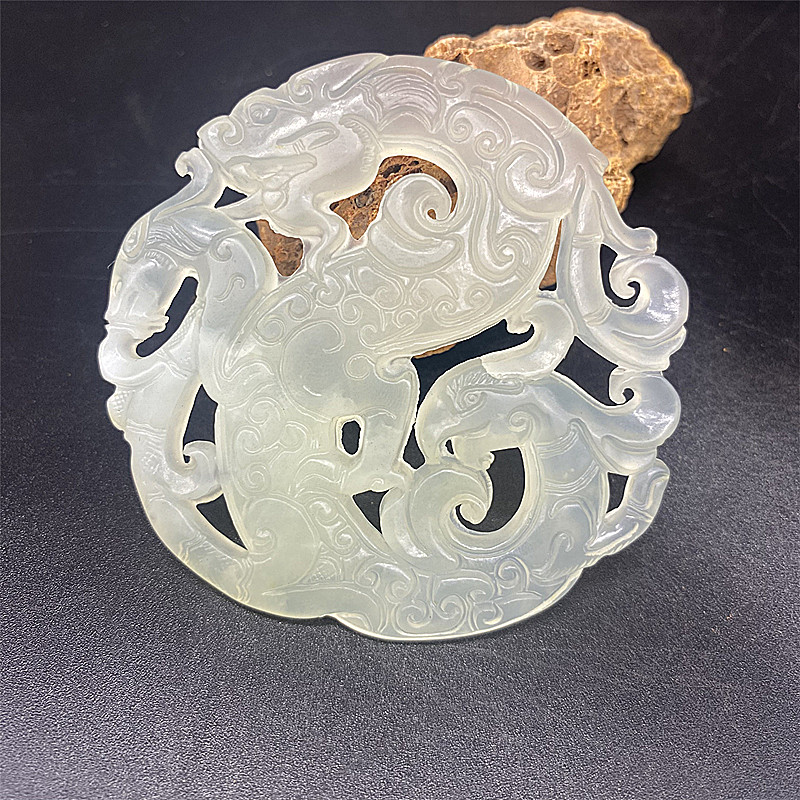 岫玉镂空仿古玉佩龙凤呈祥吊坠挂件古风腰佩车挂流苏玉坠项链颈饰