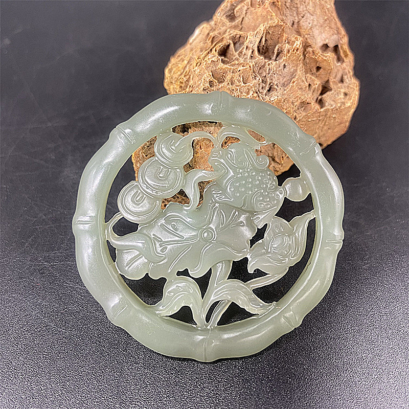 琉璃荷花金蝉吊坠挂件玉佩腰佩坠