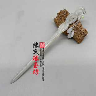 和田玉青白玉新中式步摇流苏玉簪子白蛇缘起发簪发钗古风头饰发饰