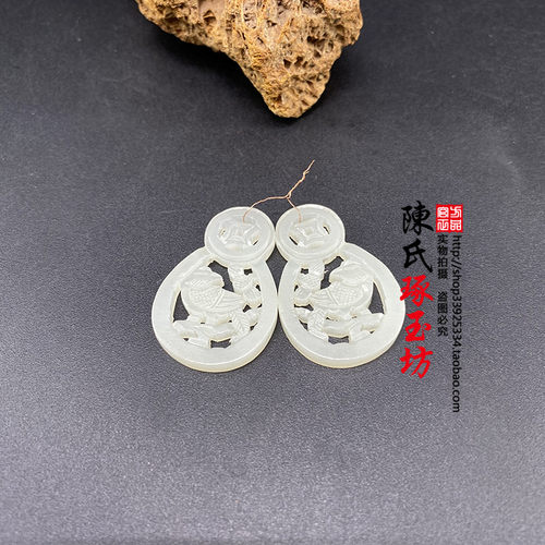 和田玉镂空花鸟吊坠挂件挂坠玉佩