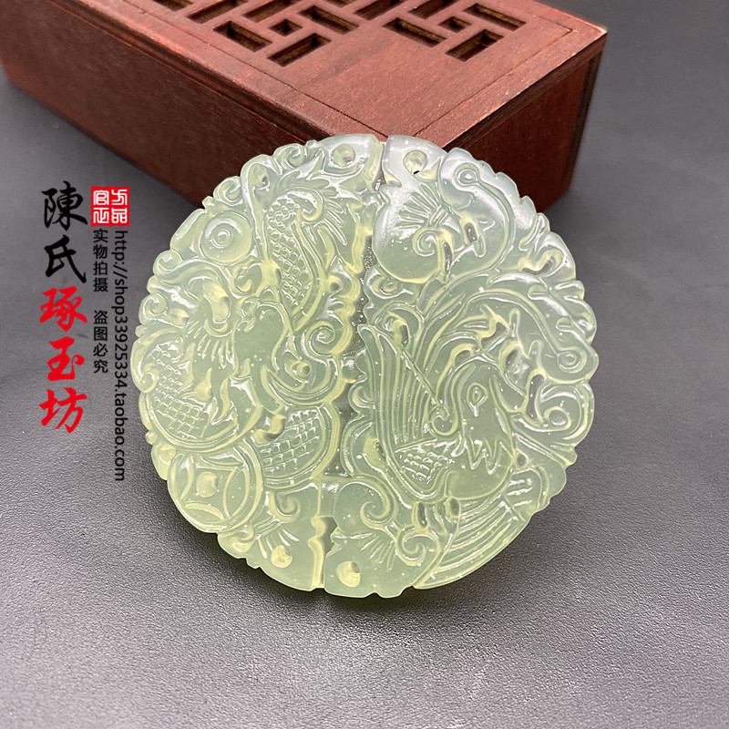 岫玉龙凤呈祥玉吊坠颈饰挂件对佩龙凤情侣款玉佩古风汉服禁步挂坠